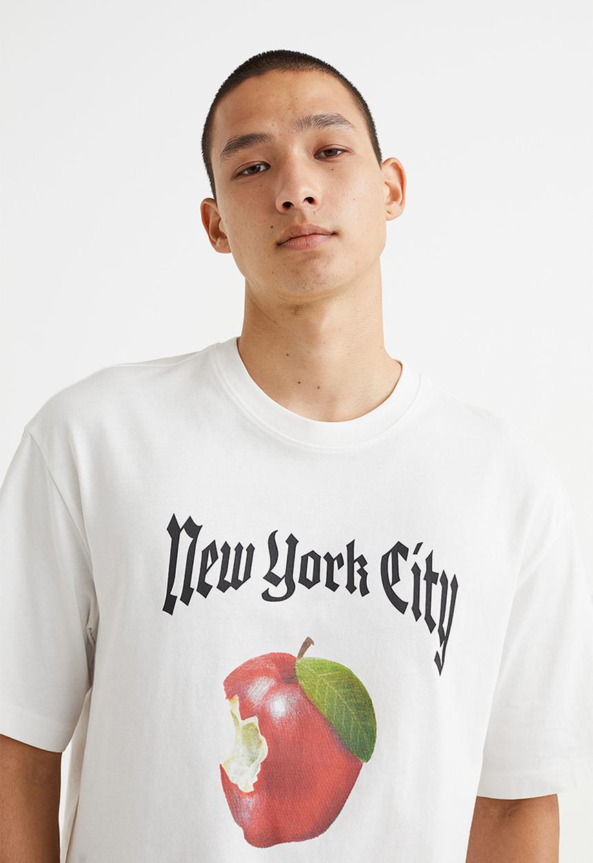 H&M - Relaxed fit T-shirt - white/new york city