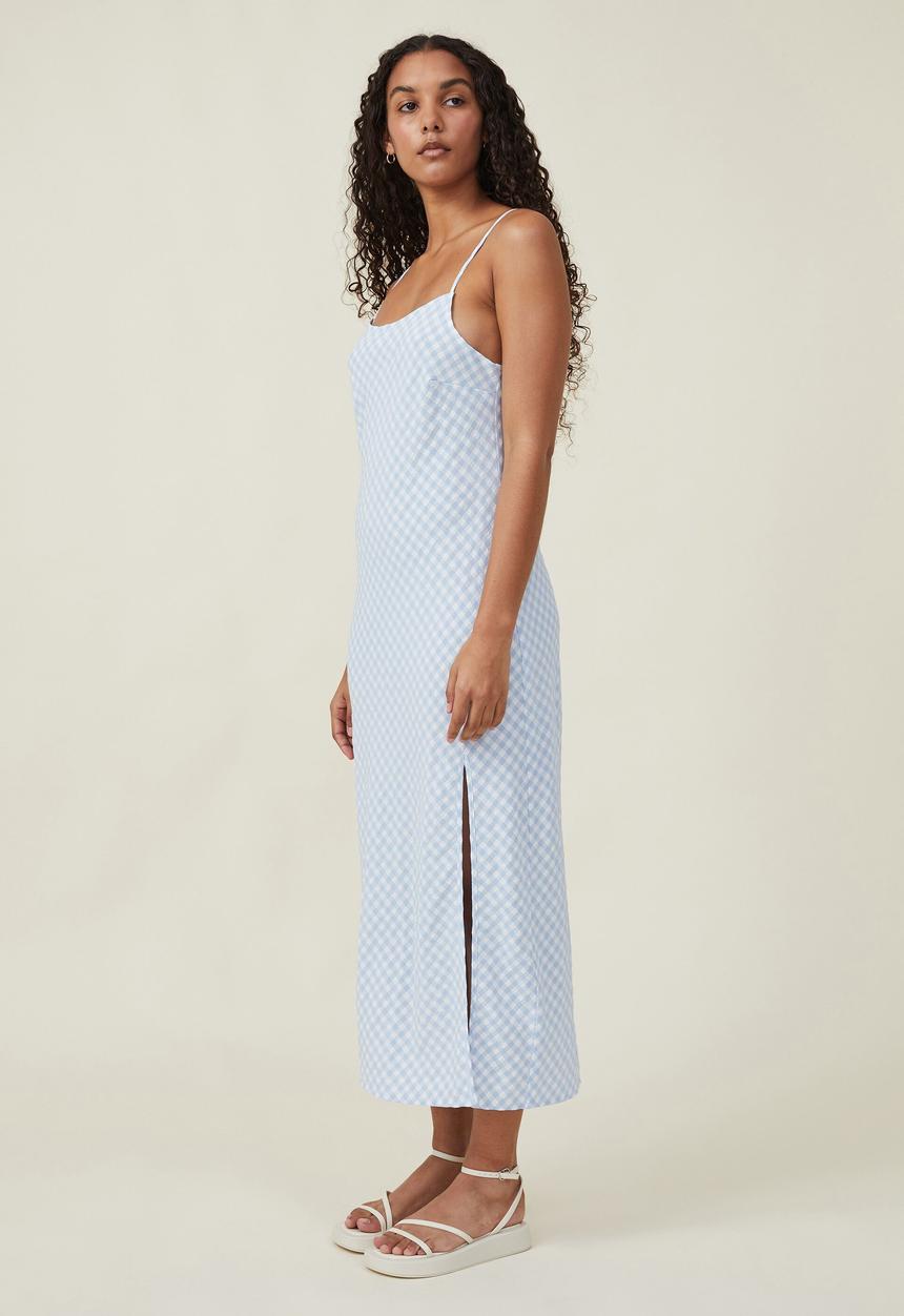 Cotton On - Ginny slip midi dress - ginny gingham soft blue