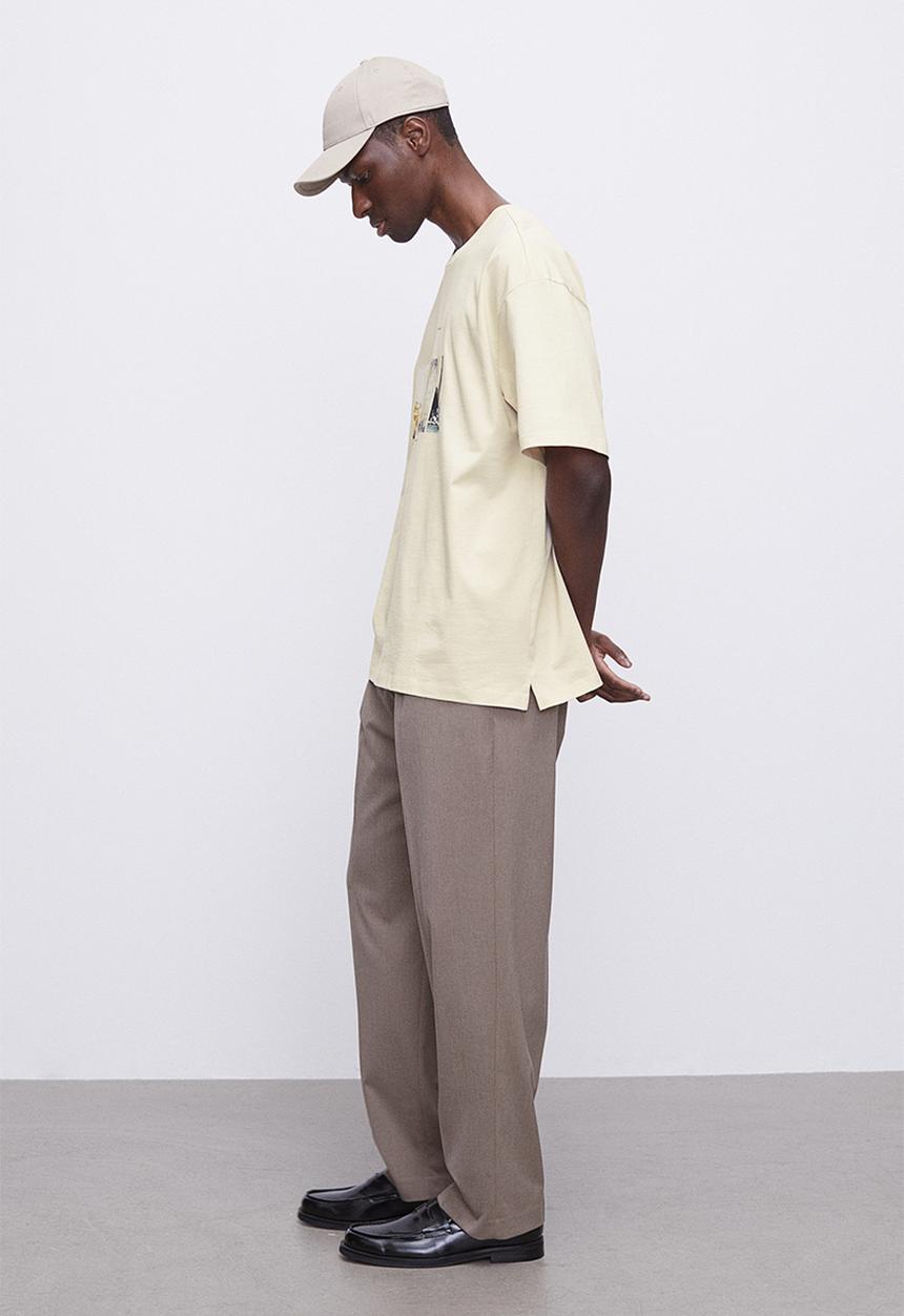 H&M - Relaxed fit printed T-shirt - light beige/beach