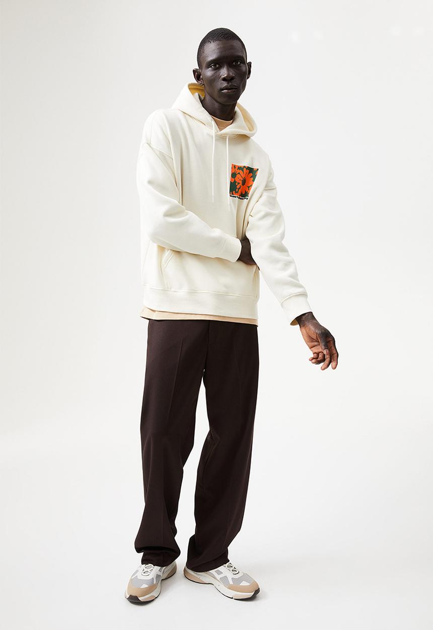 H&M - Oversized hoodie - cream/flowers