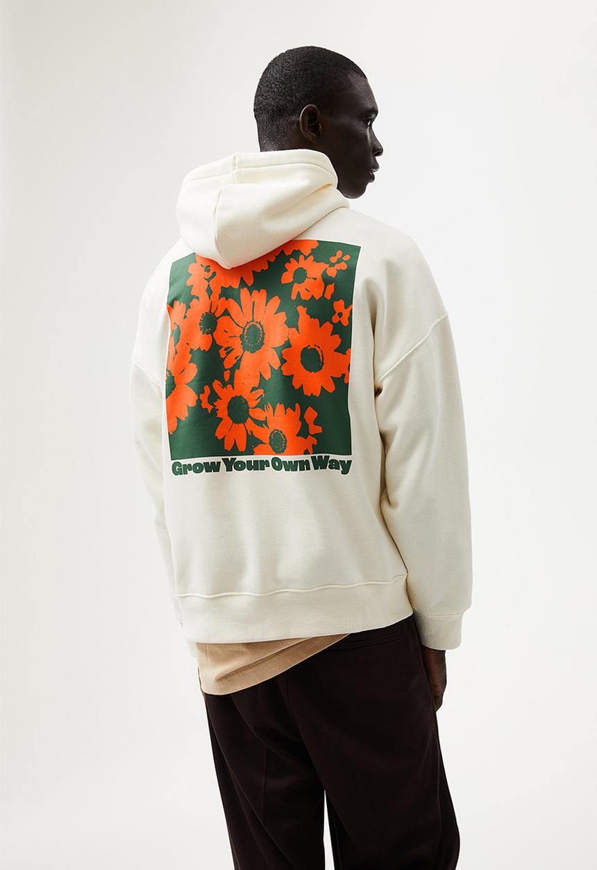 H&M - Oversized hoodie - cream/flowers