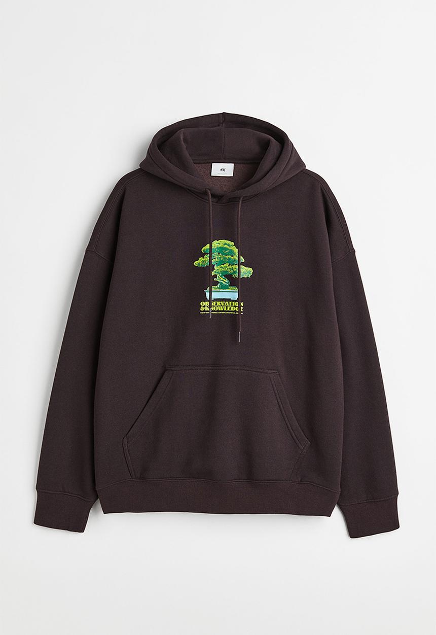 H&M - Oversized hoodie - dark brown/observation