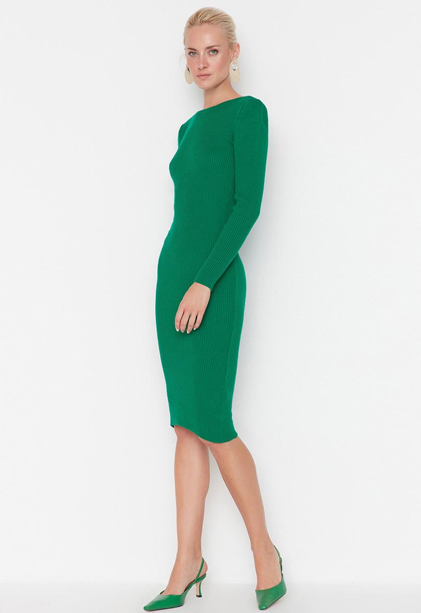 Trendyol - Low back knit dress - green