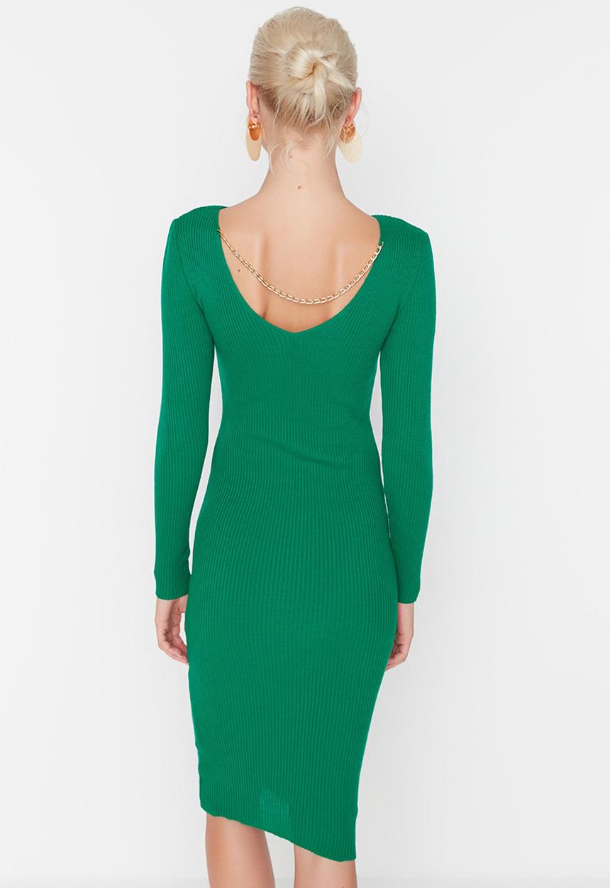 Trendyol - Low back knit dress - green