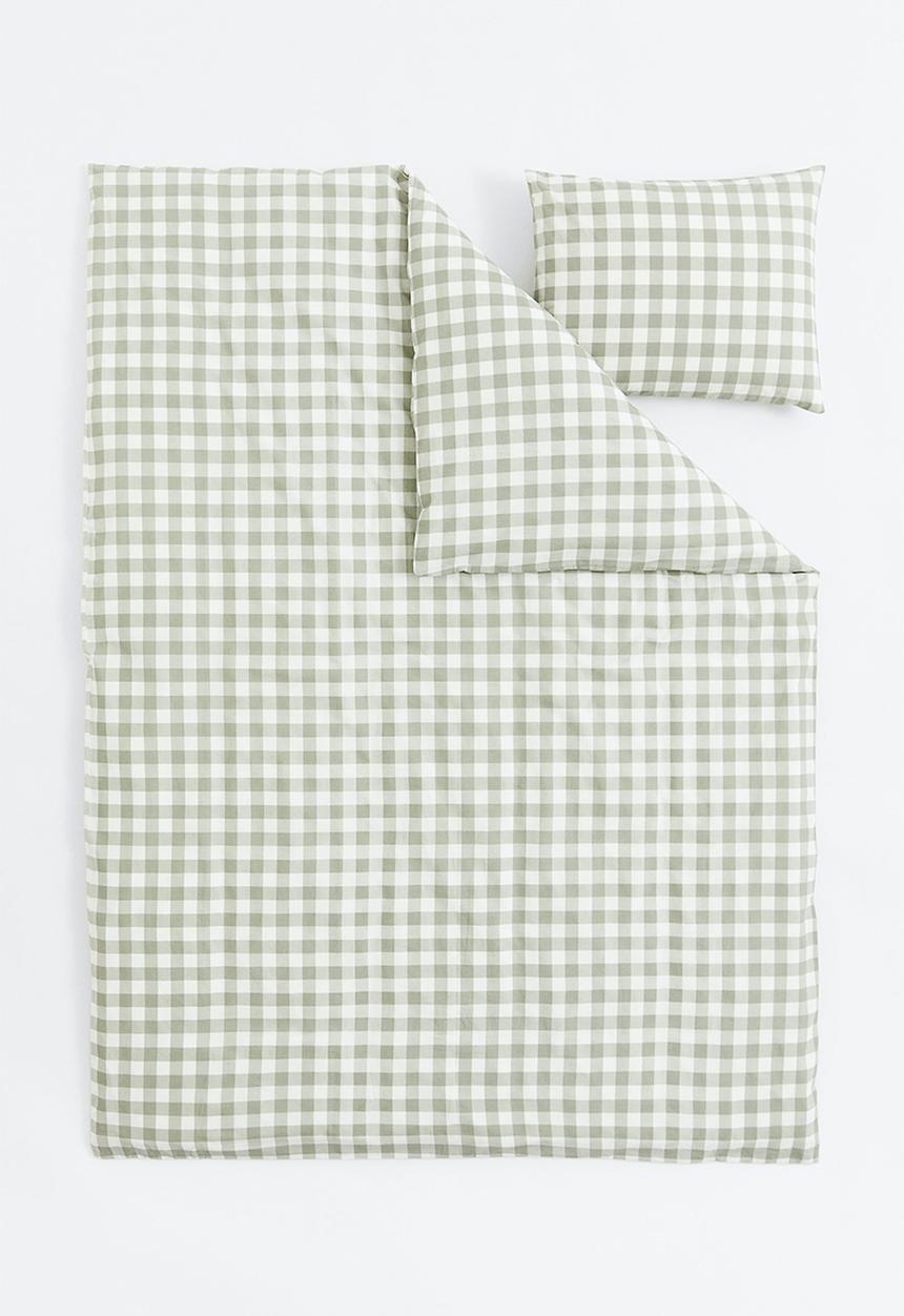 H&M - Patterned single duvet cover set - green/multi