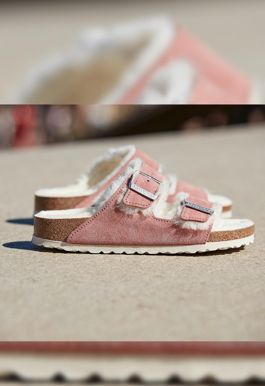 Birkenstock - Arizona fur suede shearling regular - pink clay