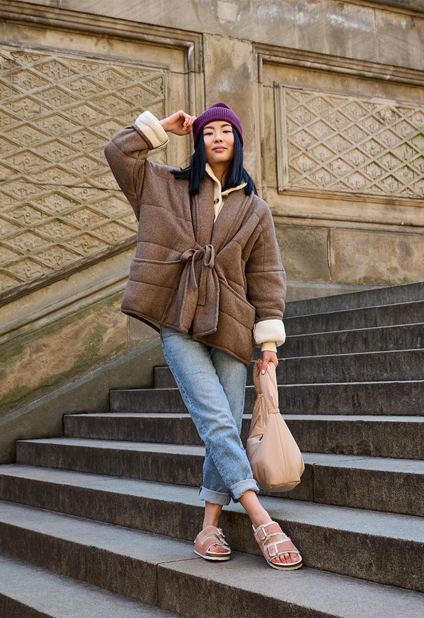 Birkenstock - Arizona fur suede shearling regular - pink clay
