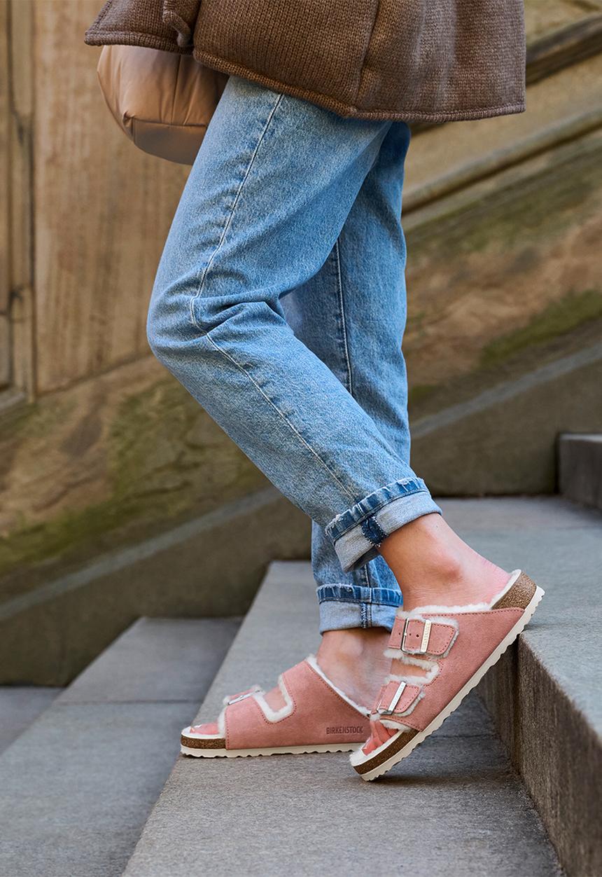 Birkenstock - Arizona fur suede shearling regular - pink clay