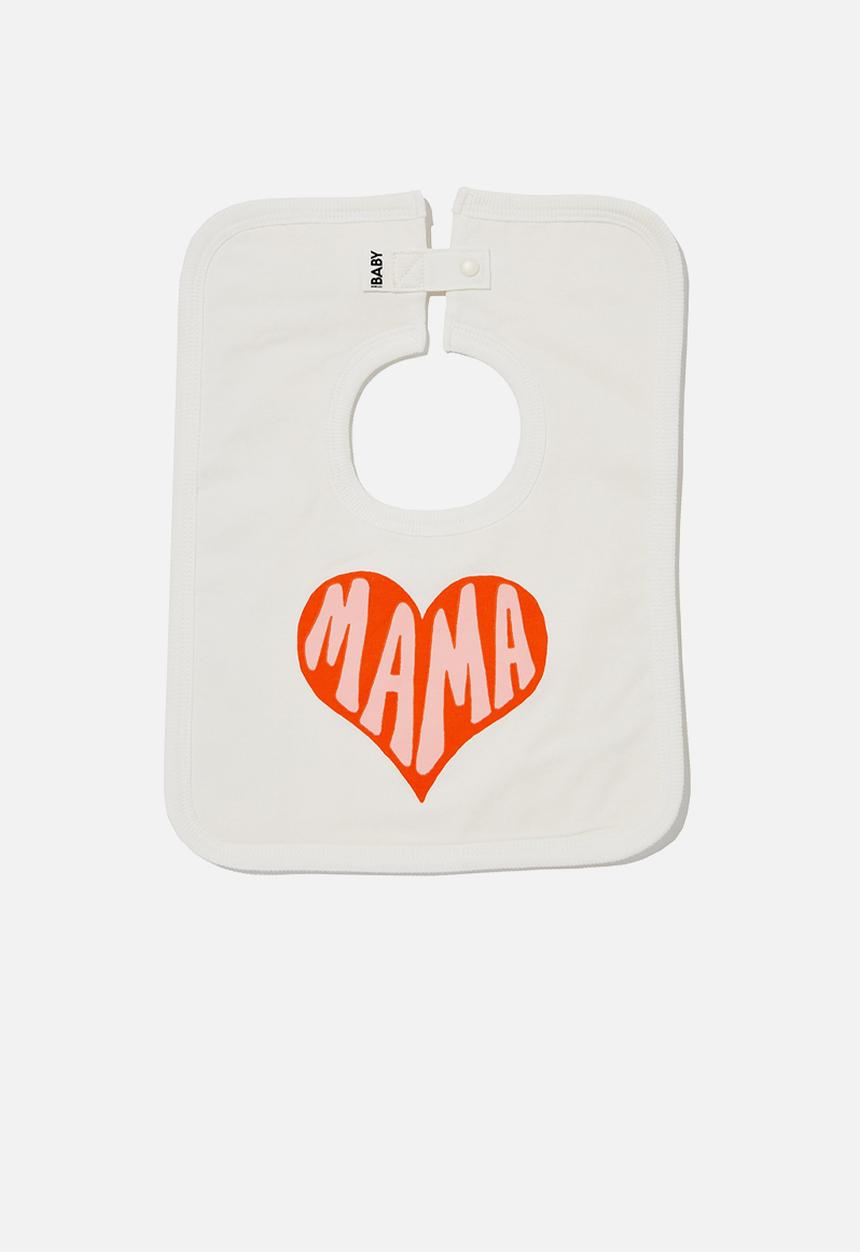 Cotton On - The square bib - vanilla & mama love heart