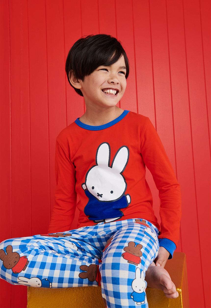 Cotton On - Orlando long sleeve pyjama set licensed-lcn mif flame red/miffy blue punch gingham