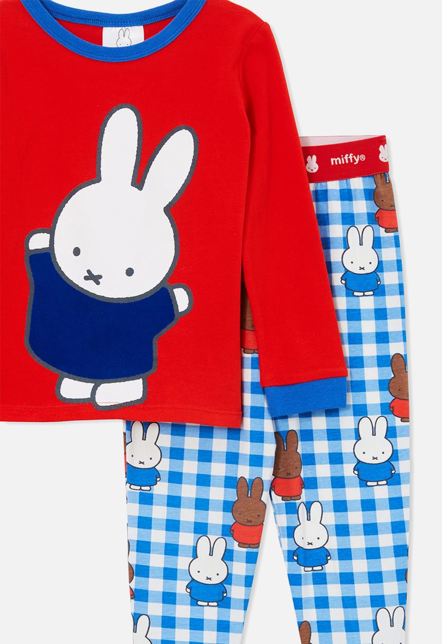 Cotton On - Orlando long sleeve pyjama set licensed-lcn mif flame red/miffy blue punch gingham