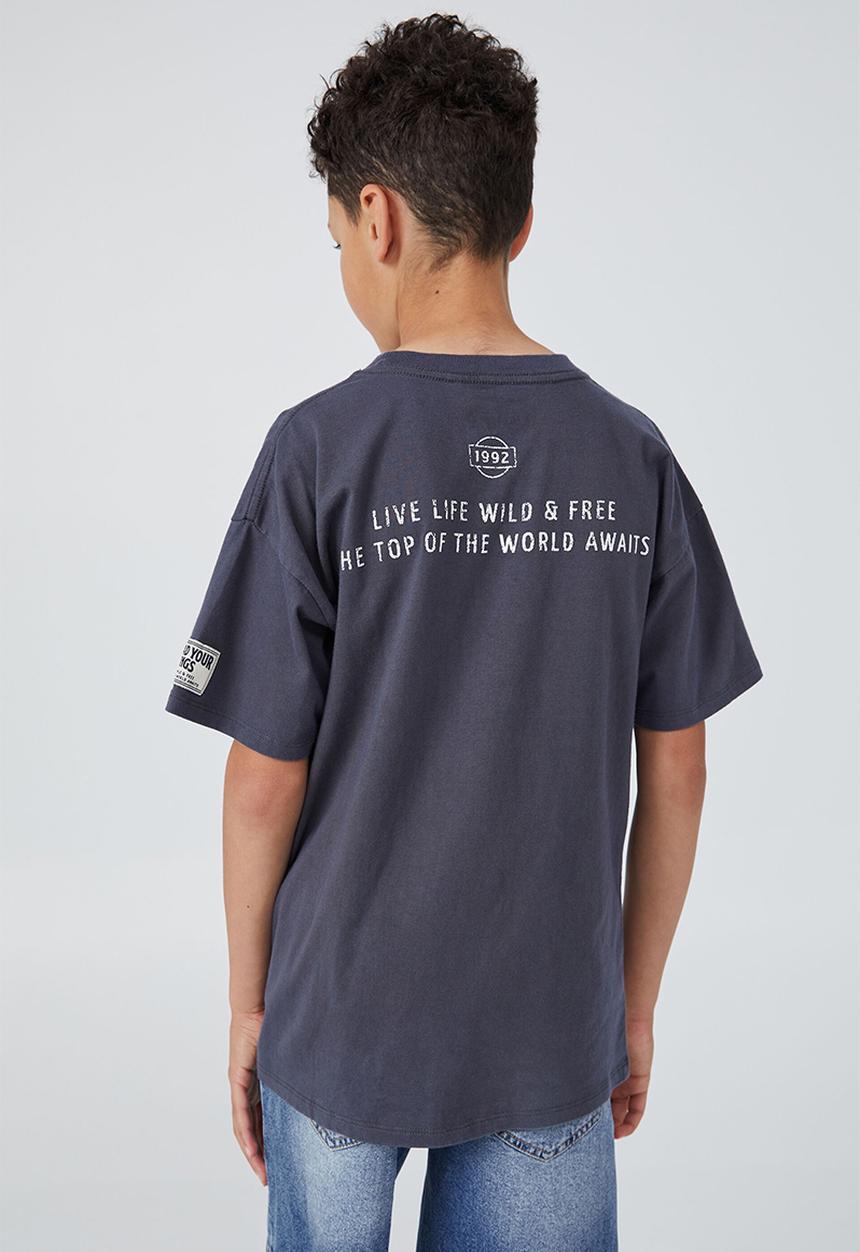 Cotton On - Sami short sleeve  embellished tee-vintage navy / eagle wild and free