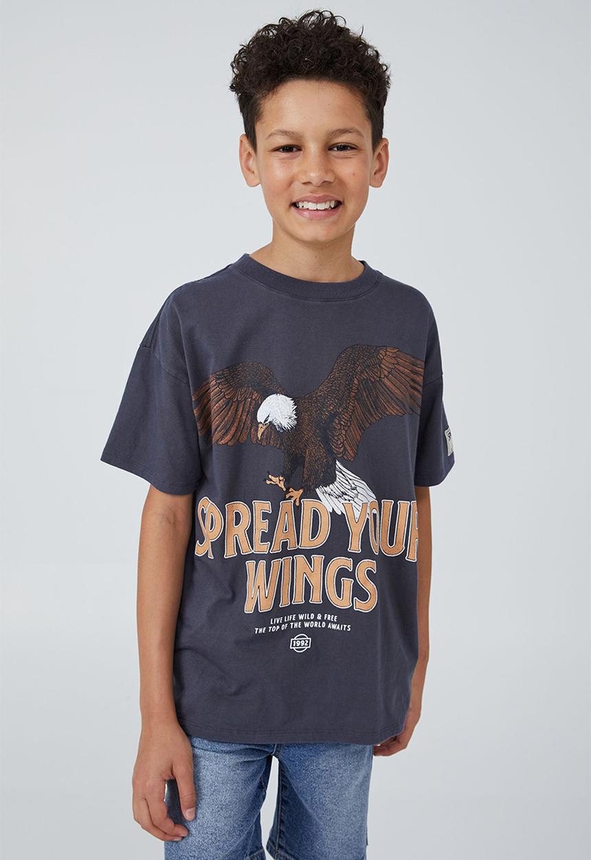Cotton On - Sami short sleeve  embellished tee-vintage navy / eagle wild and free