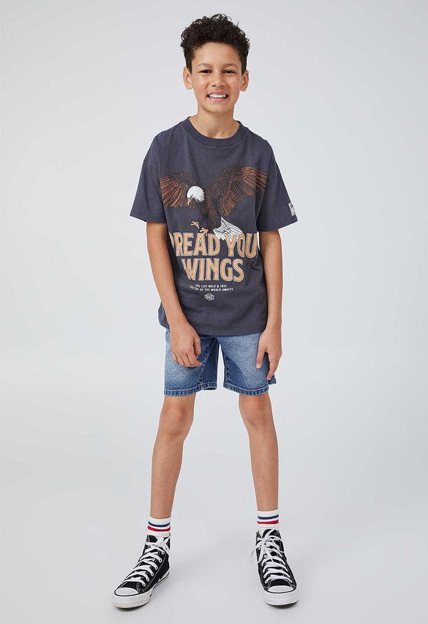 Cotton On - Sami short sleeve  embellished tee-vintage navy / eagle wild and free