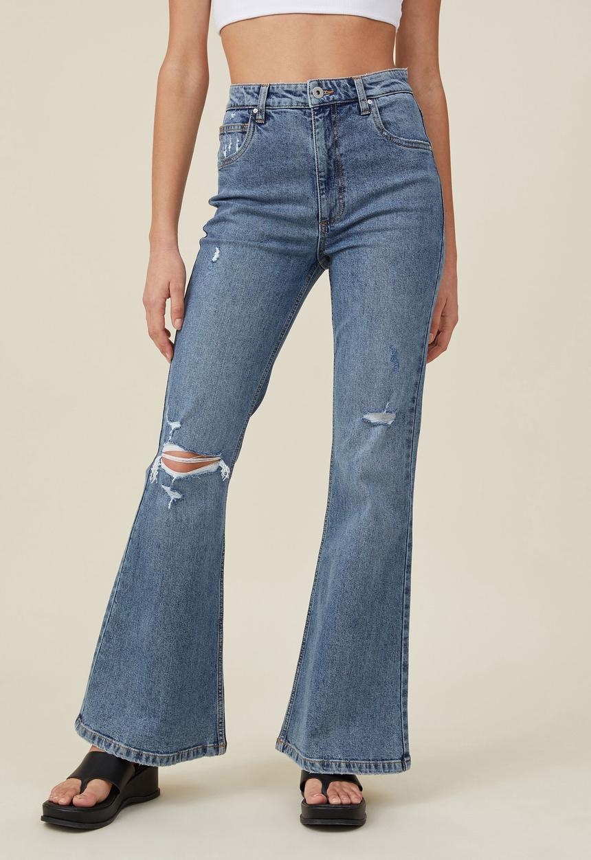 Cotton On - Original flare jean - dusk blue rips