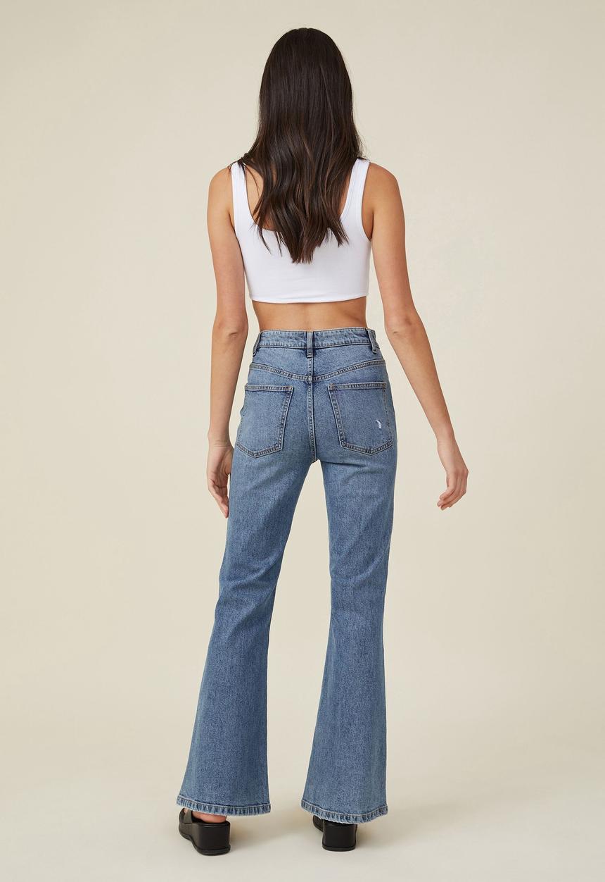 Cotton On - Original flare jean - dusk blue rips
