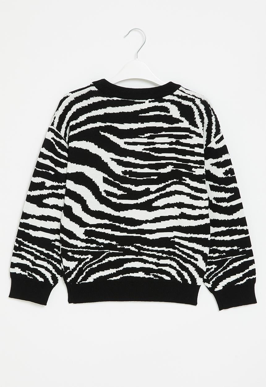 Pop Candy - Girls zebra jersey - black & white