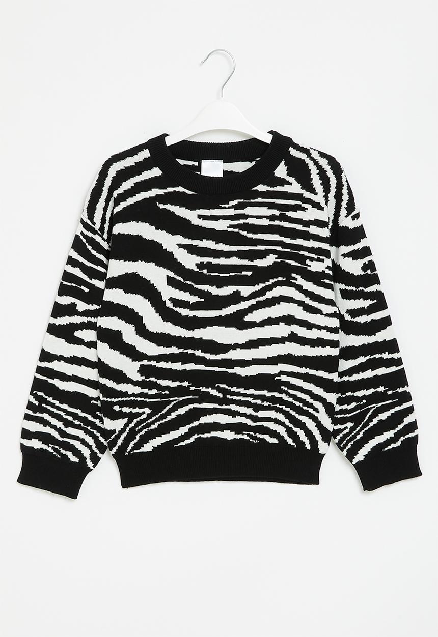 Pop Candy - Girls zebra jersey - black & white