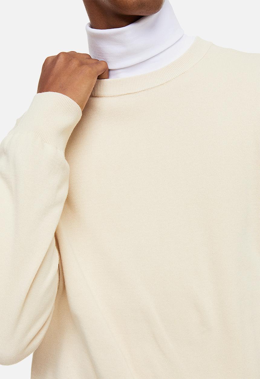 H&M - Slim fit fine-knit cotton jumper - light beige