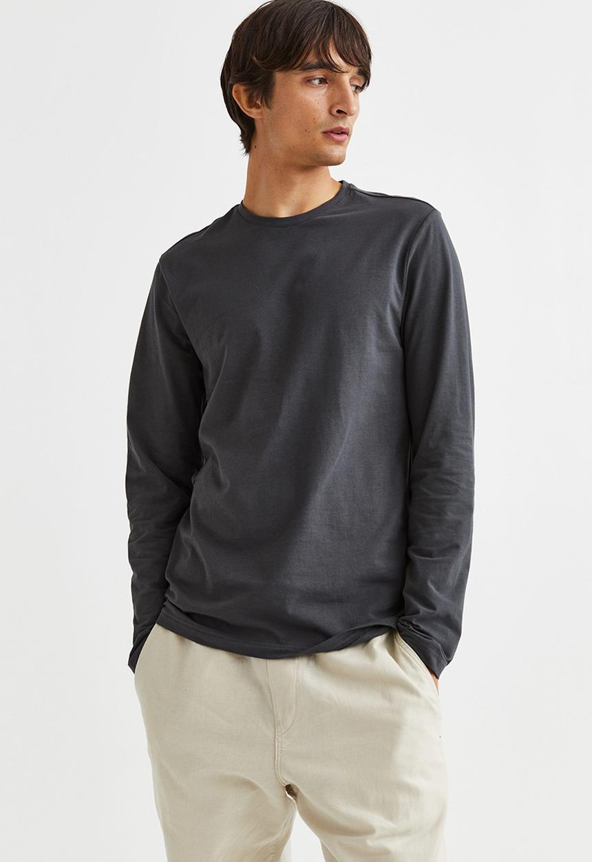 H&M - Slim fit jersey top - dark grey