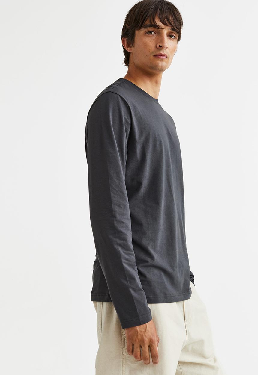 H&M - Slim fit jersey top - dark grey
