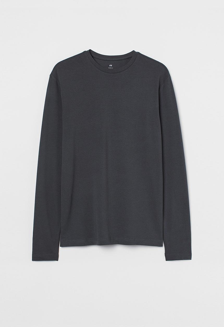 H&M - Slim fit jersey top - dark grey