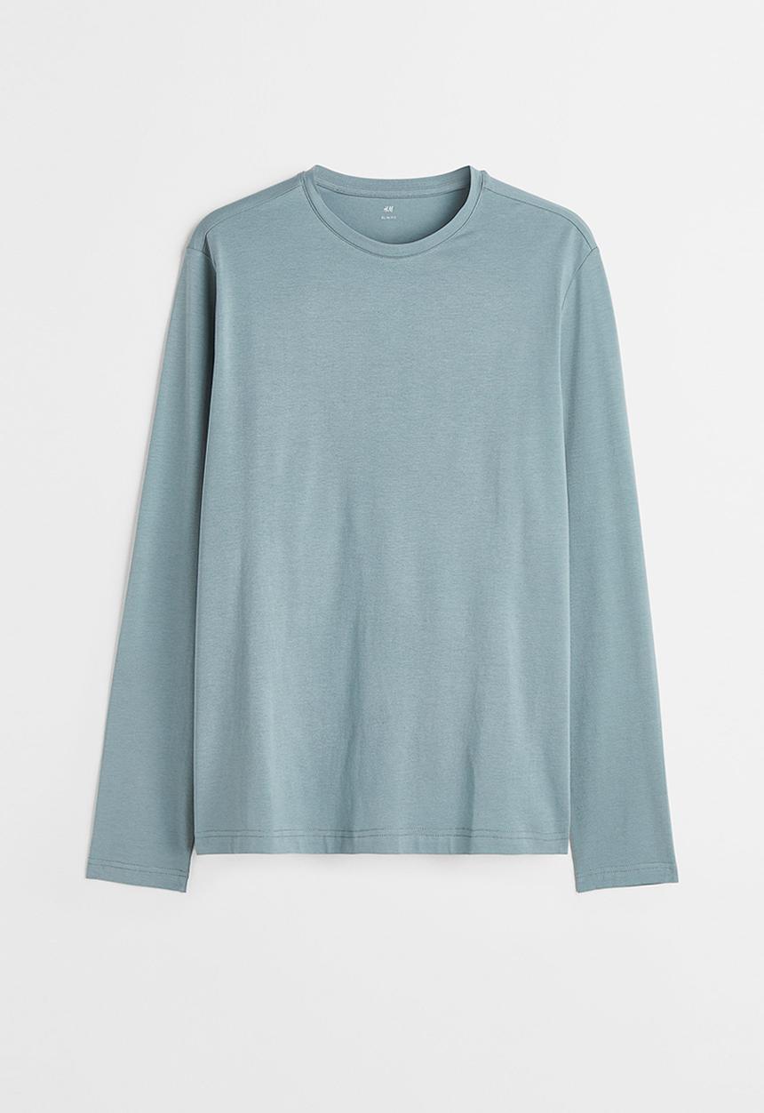 H&M - Slim fit jersey top - turquoise