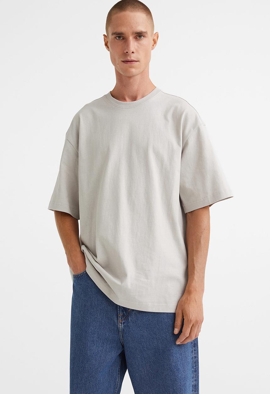 H&M - Relaxed fit T-shirt - light greige 