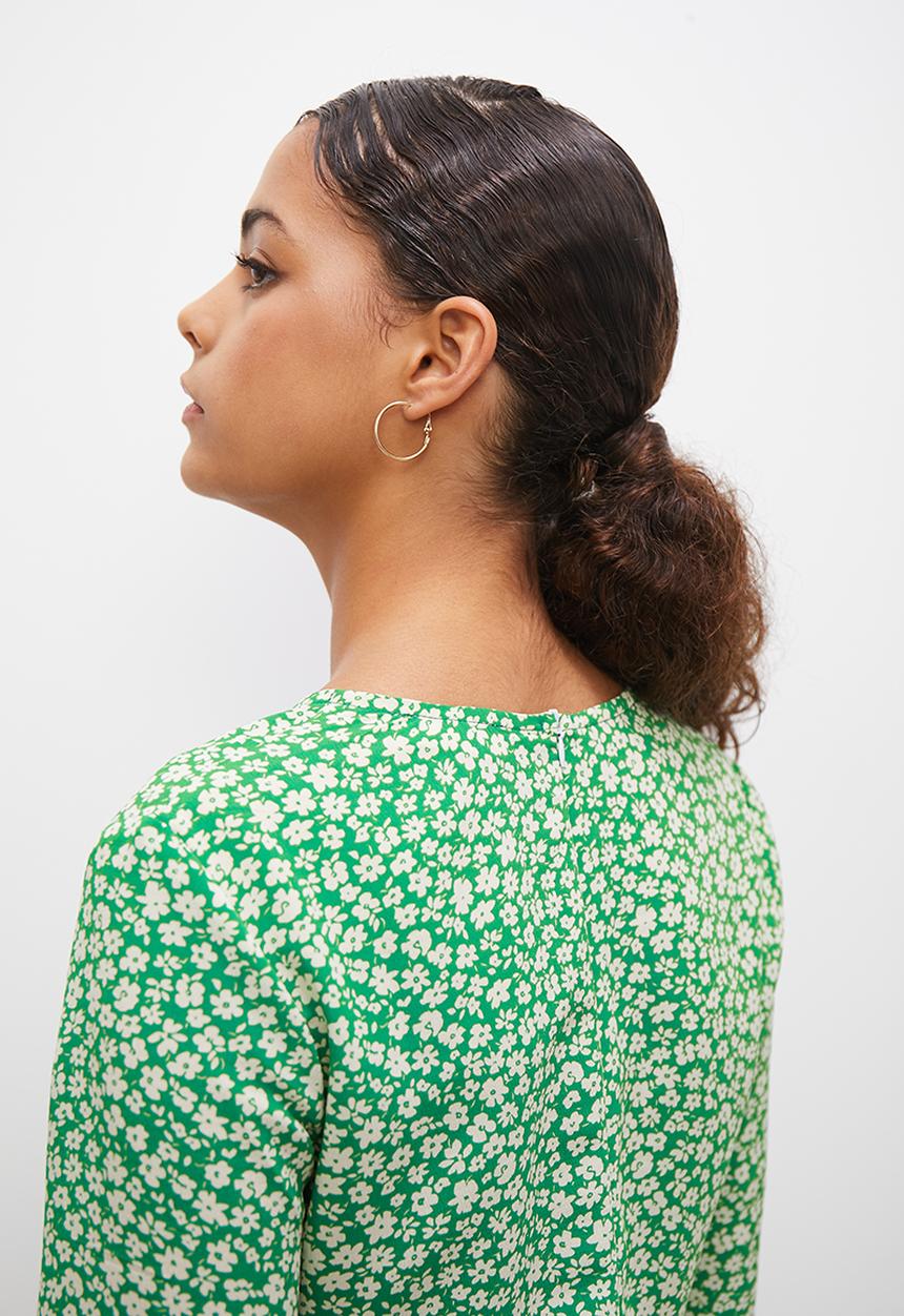 Blake - Front tie detail mini dress - green ditsy