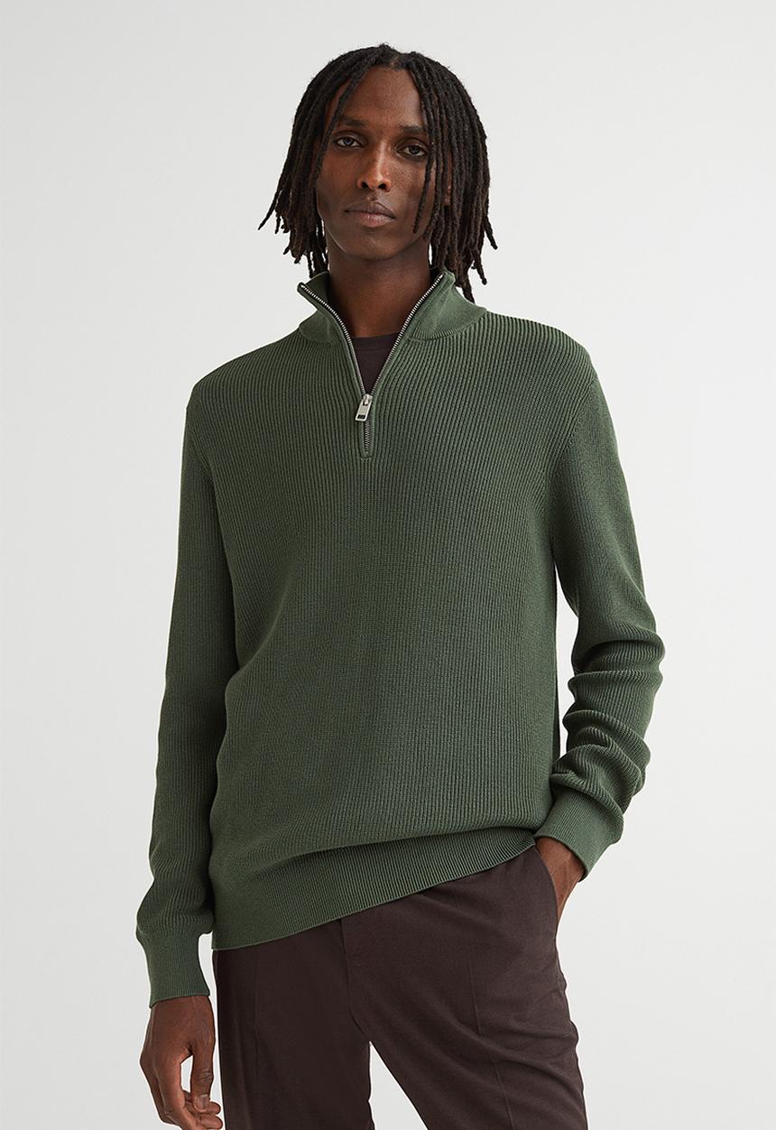 H&M - Slim fit jumper - dark khaki green