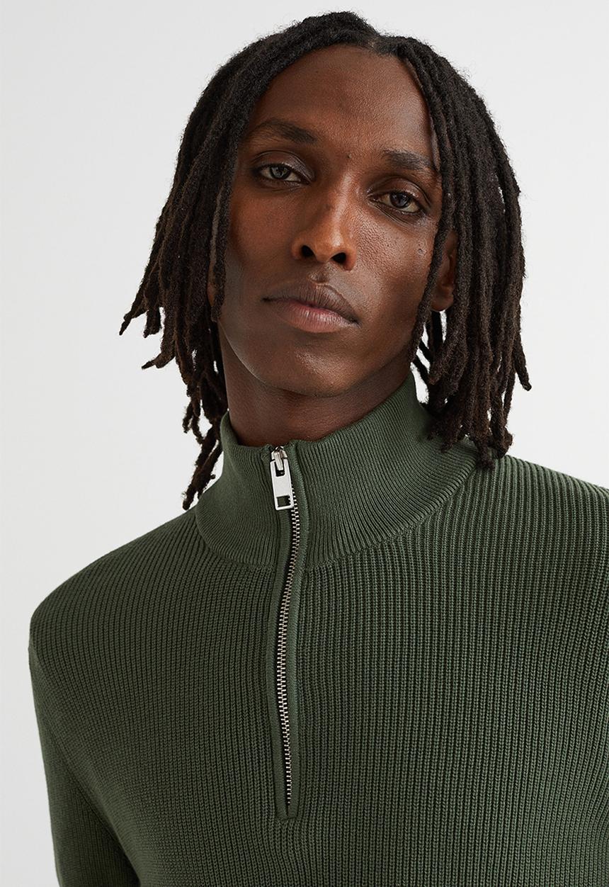 H&M - Slim fit jumper - dark khaki green