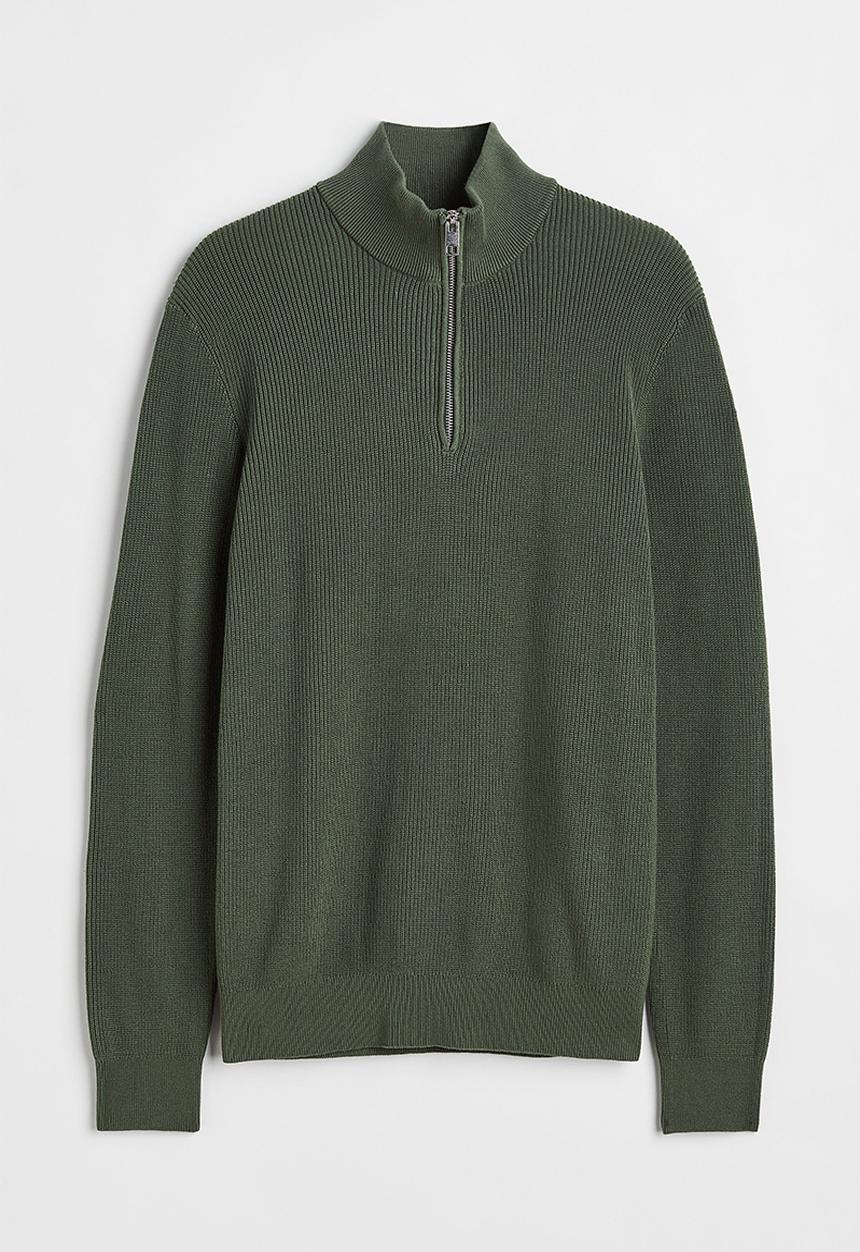 H&M - Slim fit jumper - dark khaki green