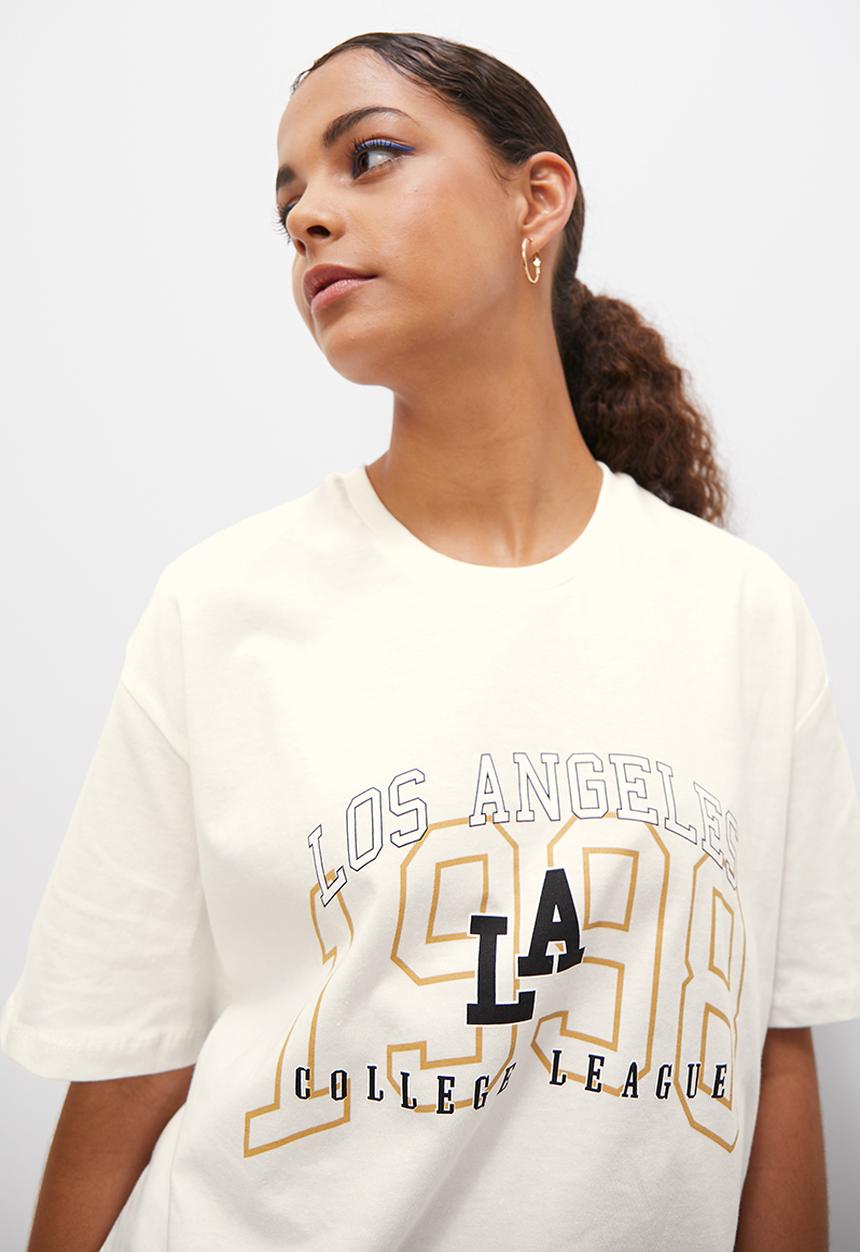 Blake - Relaxed graphic tee - ecru