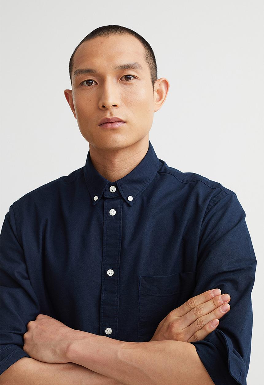 Regular fit oxford shirt - dark blue - 1013956007