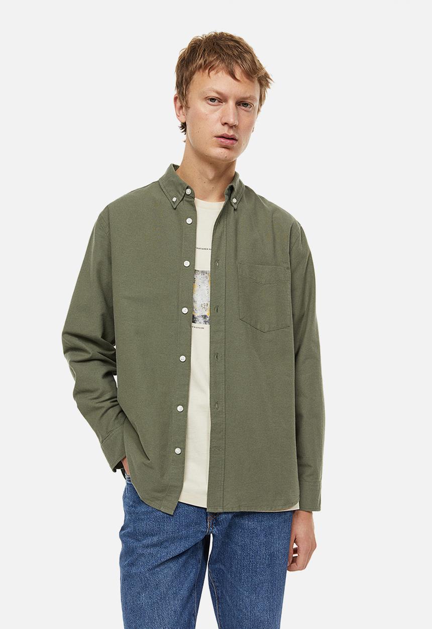 H&M - Regular fit oxford shirt - khaki green