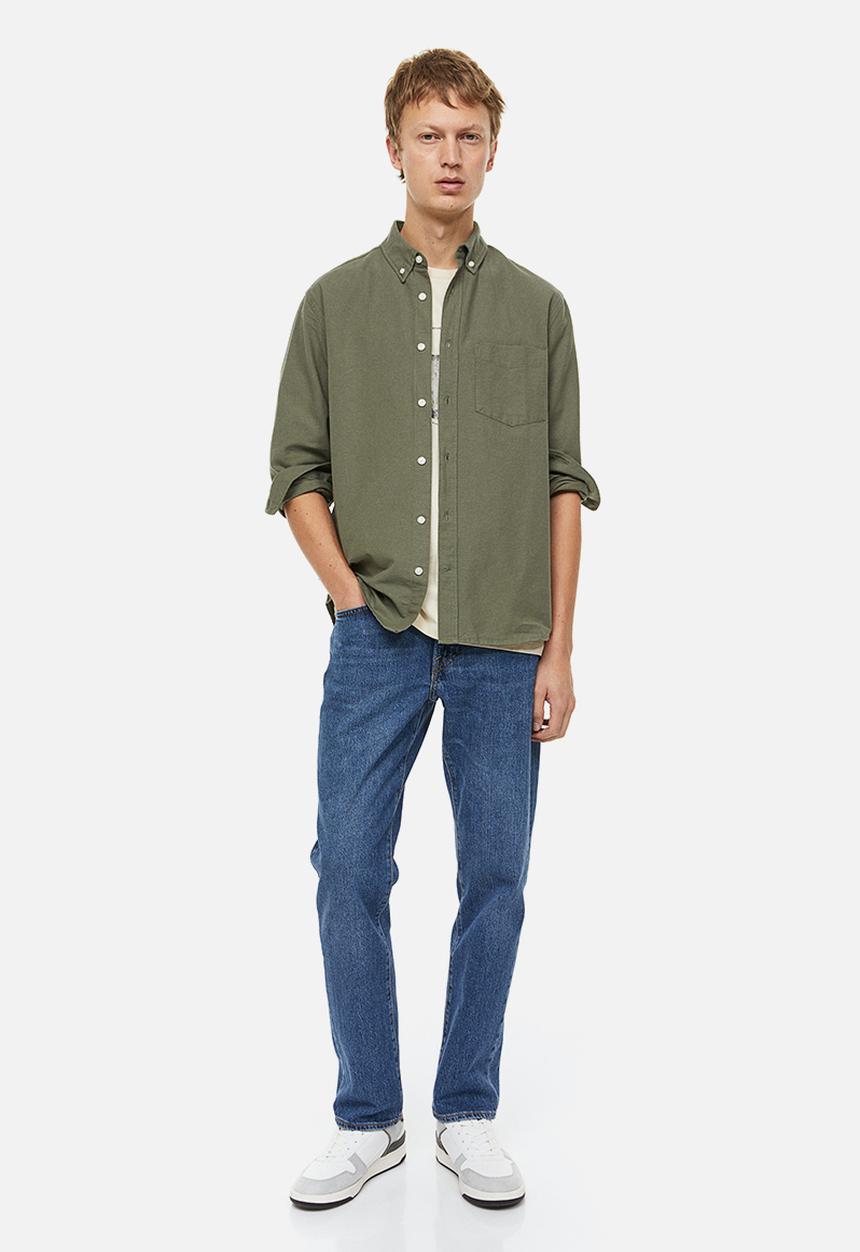 H&M - Regular fit oxford shirt - khaki green