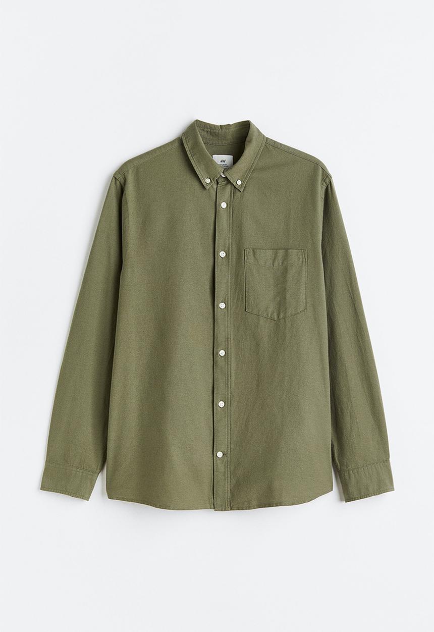 H&M - Regular fit oxford shirt - khaki green