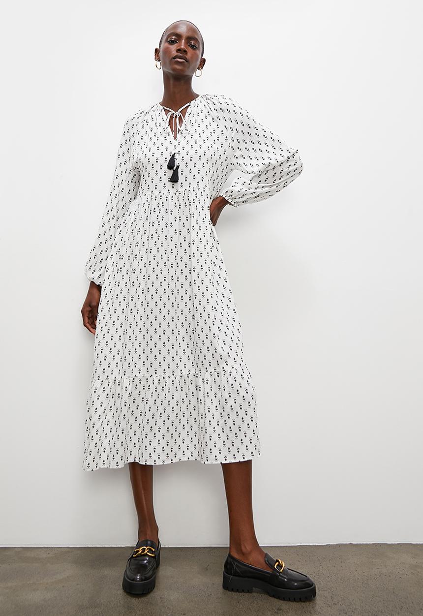 Superbalist - Tiered boho maxi dress - white & black 