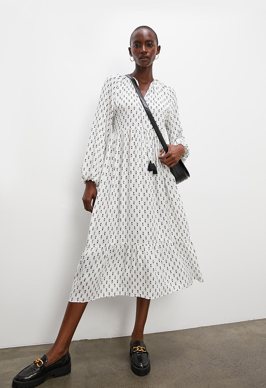 Superbalist - Tiered boho maxi dress - white & black 