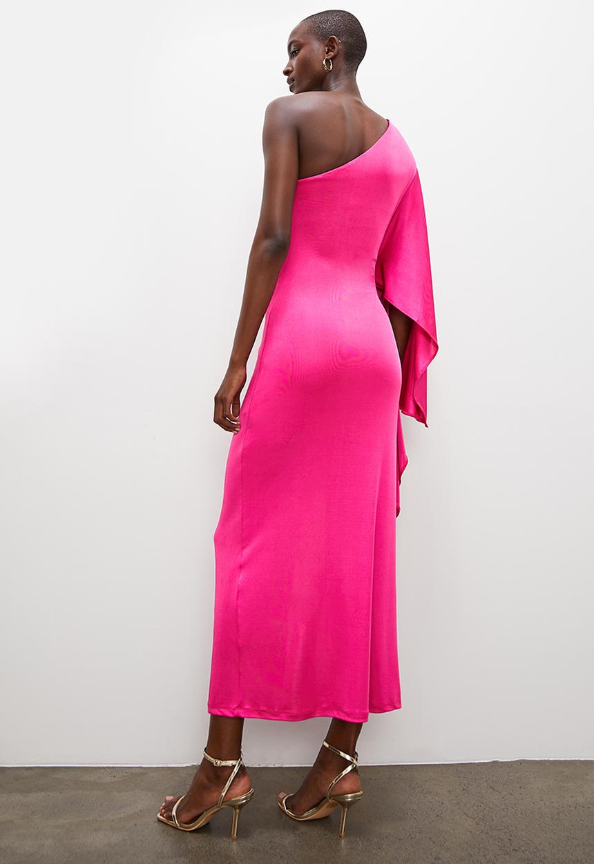 Superbalist - Asym slinky maxi with knot detail - pink