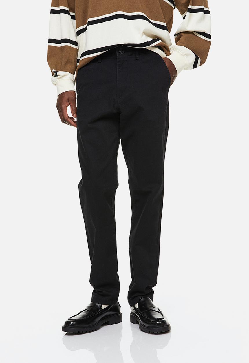 H&M - Slim fit cotton chinos - black
