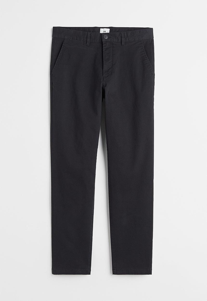 H&M - Slim fit cotton chinos - black
