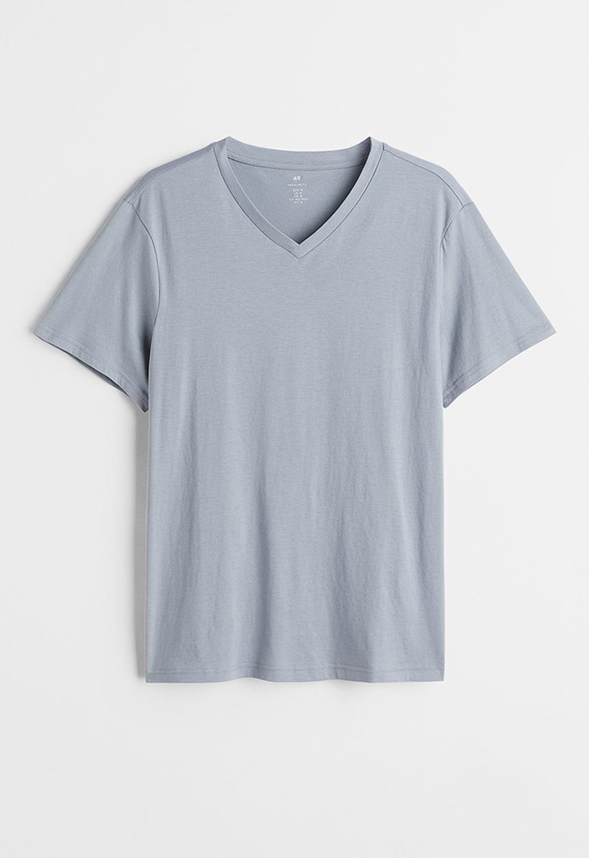 H&M - Regular fit v-neck T-shirt - steel grey