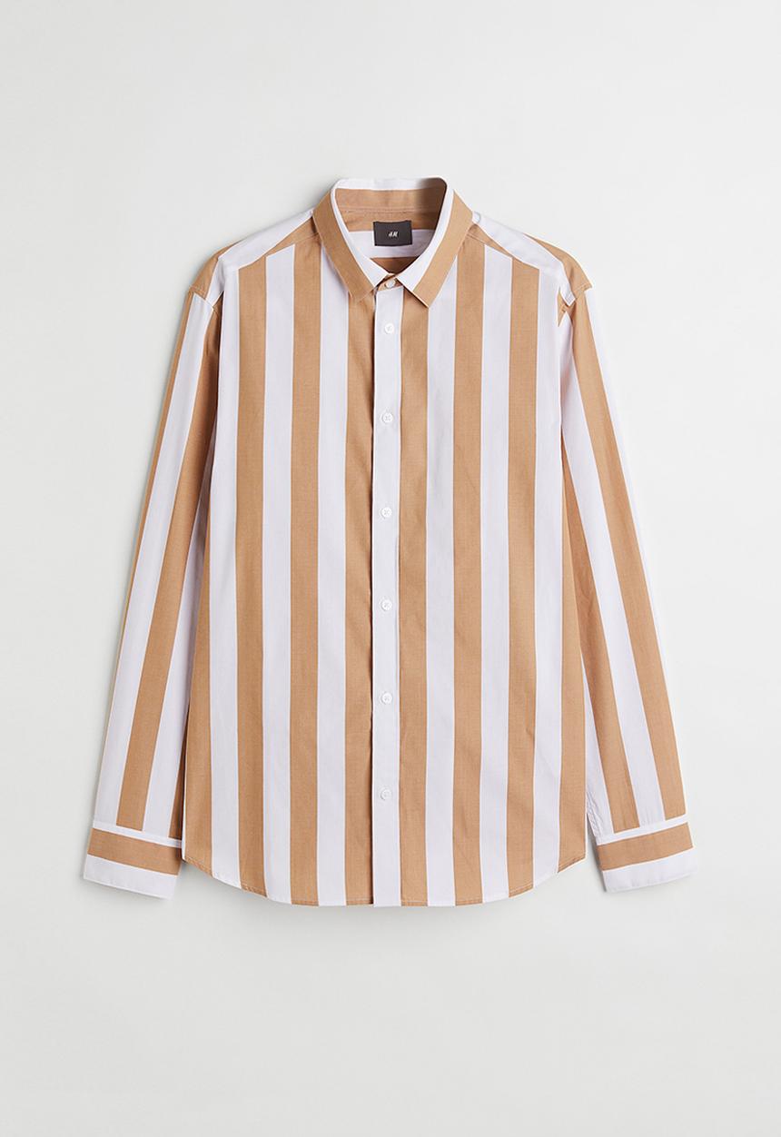 H&M - Regular fit shirt - beige/striped