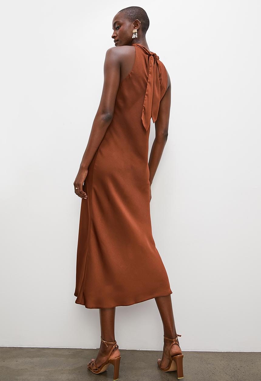 Superbalist - Satin halter midi dress - cherry mahogany