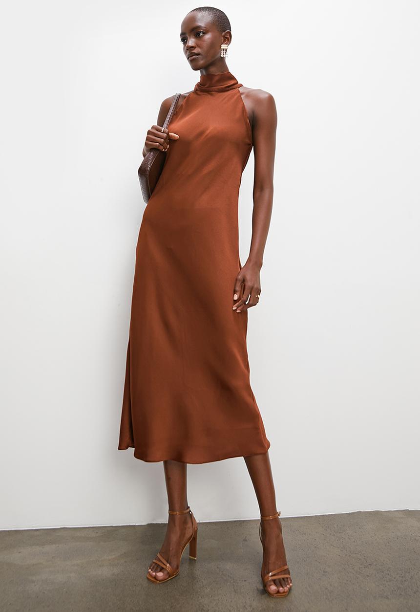 Superbalist - Satin halter midi dress - cherry mahogany