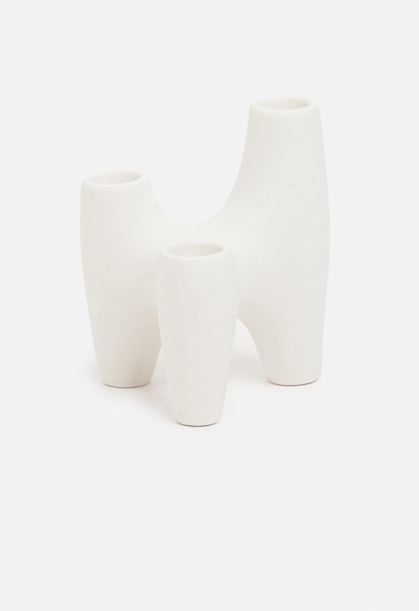 Sixth Floor - Crater ceramic candle holder - white