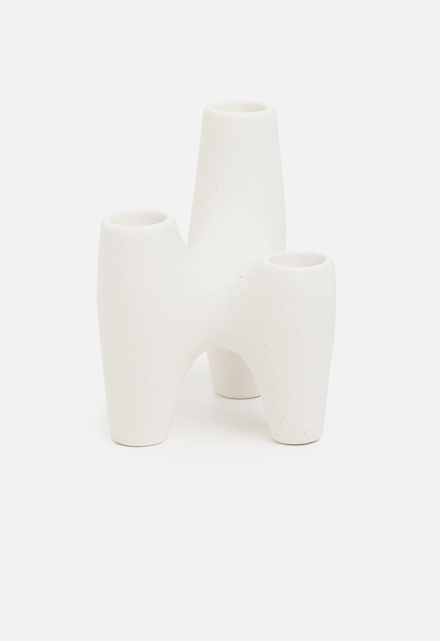 Sixth Floor - Crater ceramic candle holder - white