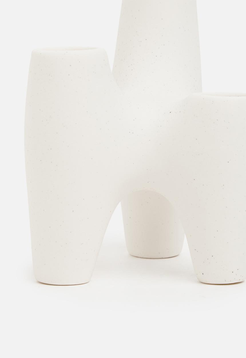 Sixth Floor - Crater ceramic candle holder - white