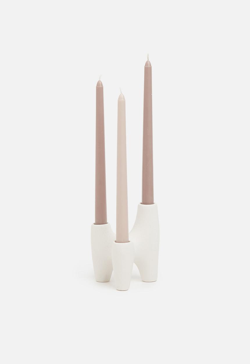 Sixth Floor - Crater ceramic candle holder - white